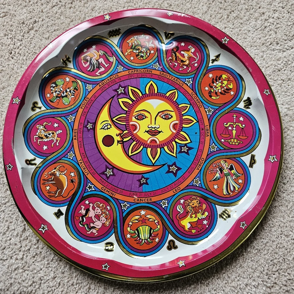 Vintage Zodiac Astrology Daher Tin Tray